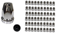 Flat-top Chrome Lug Nut Thread-on Covers for  M22x1.5 Stud of Semi-Trucks