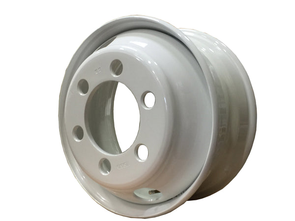 Steel whee 17.5"x6.75" White Color 6-Hole, 222.25(8.75")mm Bolt Circle, 220.1mm Bore Stud-Piloted 2 handholes