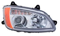 KW T-660 08 H.L.(CHROME HOUSING&CLEAR PRJ.)(AMBER REFL.)(LIGHT BAR) Right Handside / Chrome