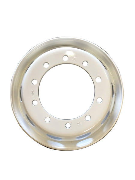 STEEL BUS WHEEL 22.5x8.25 10x335, 26mm hub piloted 281mm CBD, 10 handholes, 169mm  offset, Max load 7800lbs White Color#B228208